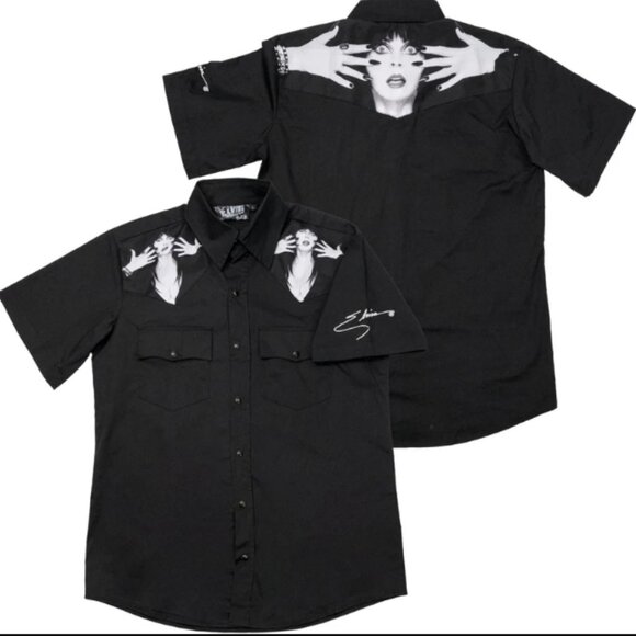 Elvira Classic Logo Black Western Button Up Men's Shirt S-M-L-XL-2XL-3XL-4XL NWT - Picture 2 of 5